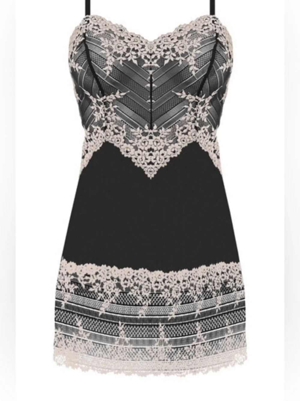 Wacoal EUC Embrace Lace Chemise in Black and Cream Size M